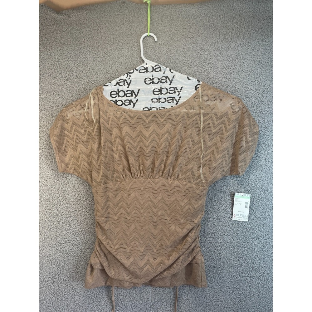 Bongo Junior Top XL Beige Tunic Shirt Short Sleeve‎ Crew Neck